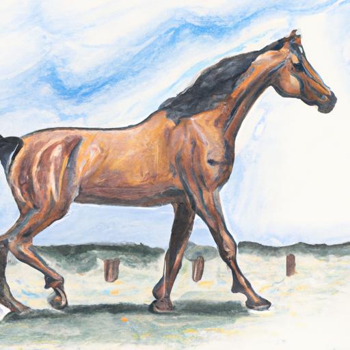 Minh họa cá ngựa được vẽ bằng bút chì và màu nước.